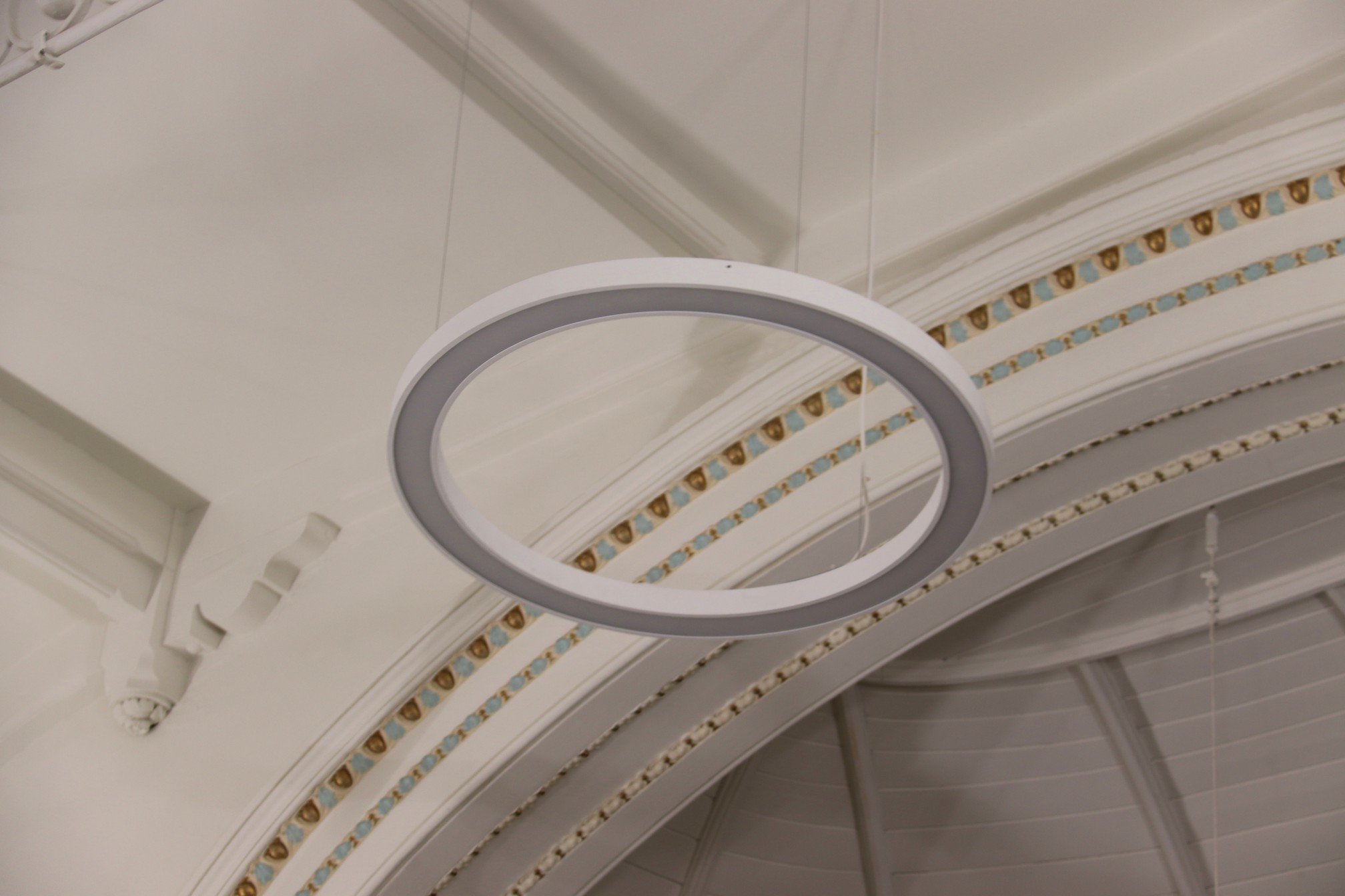 New feature lighting has been installed in Trinity Hall 