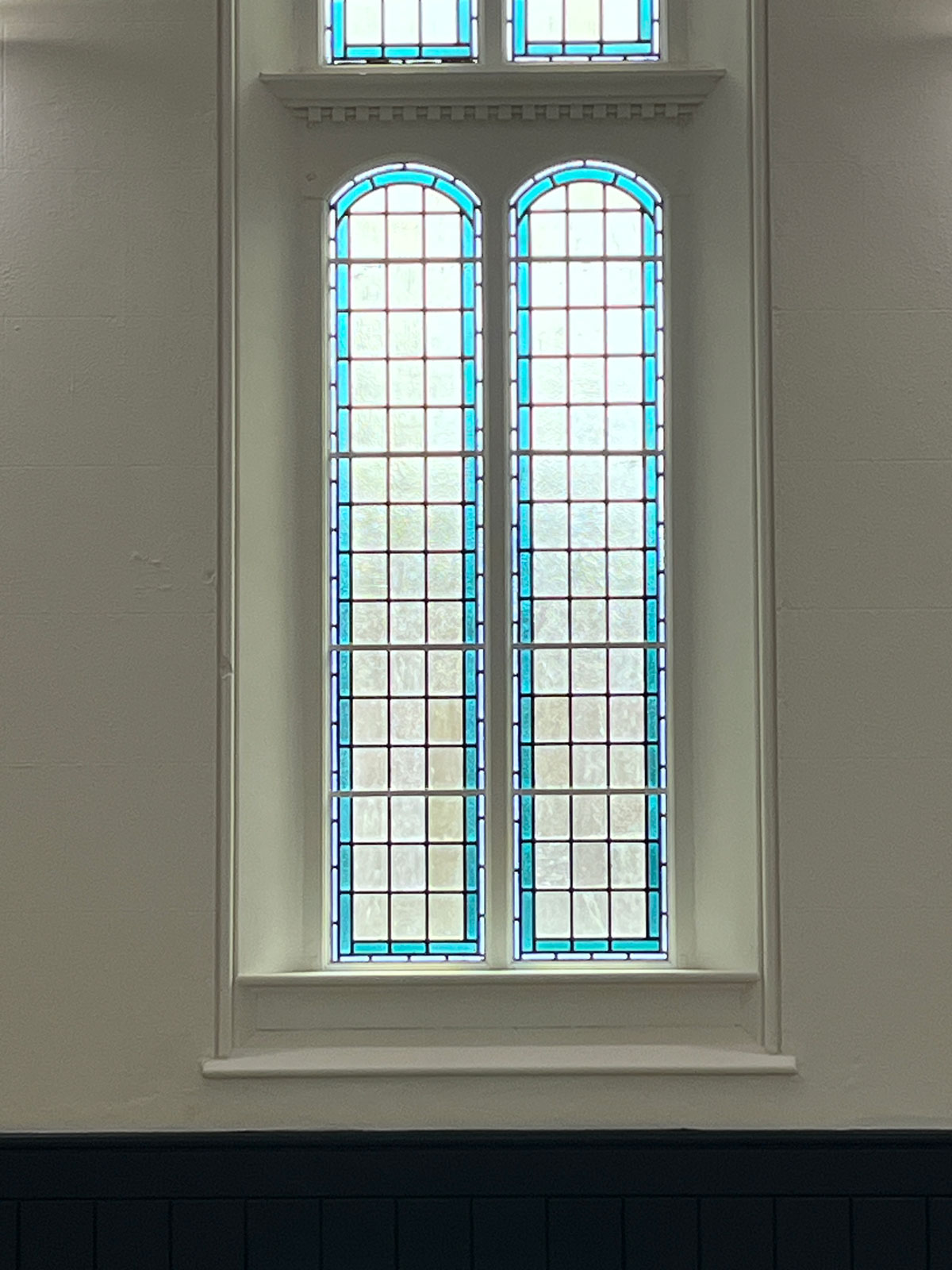The new Heritage White paint brings out the colours in the stained-glass.